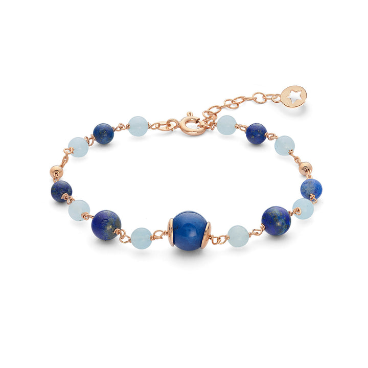 Comete Bracelet 925‰ Silver with Aquamarine, Lapis, colored Quartz BRA269