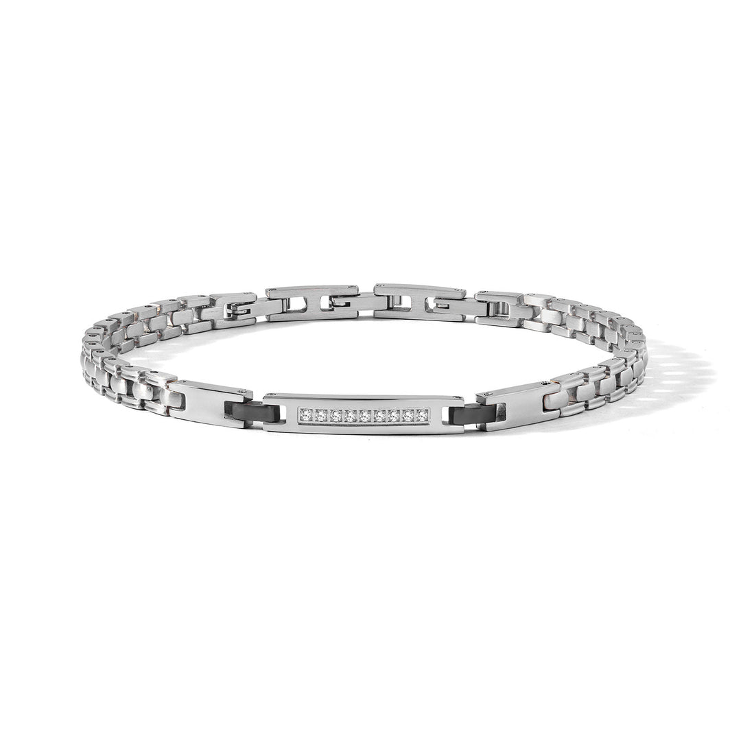 Comete-armband van staal, zwart PVD met witte diamanten UBR1278