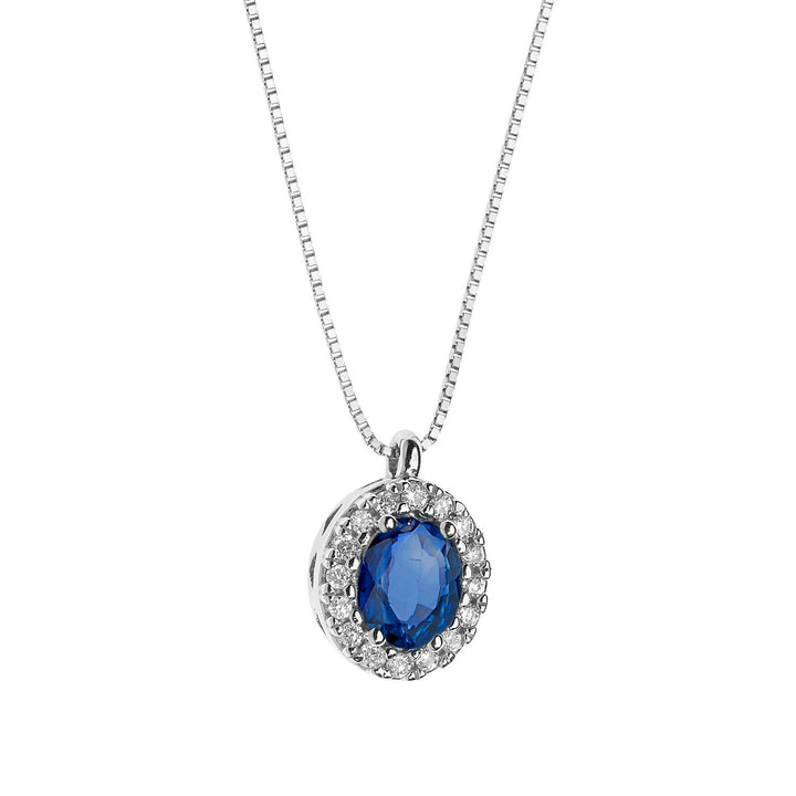 Comete ketting in goud, diamanten en ovale blauwe saffier GLB1671
