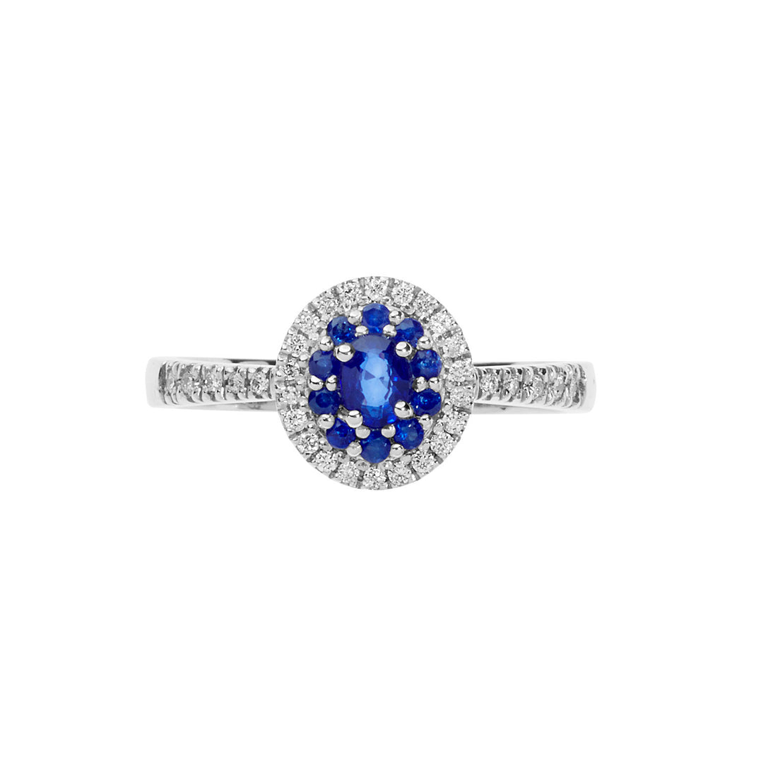 Comete-Goldring mit Diamanten und blauen Saphiren ANB2579