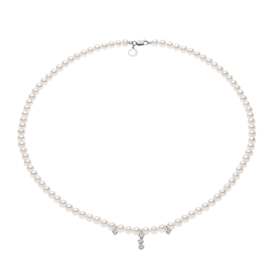 Comete Pearl and Diamond Wire Necklace FWQ373