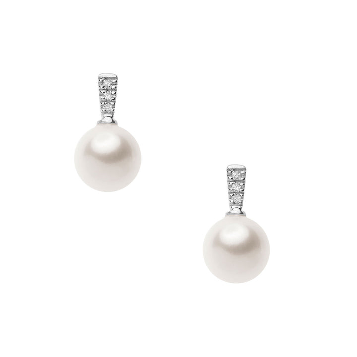 Comete Earrings with Pearl and White Diamonds ORP759