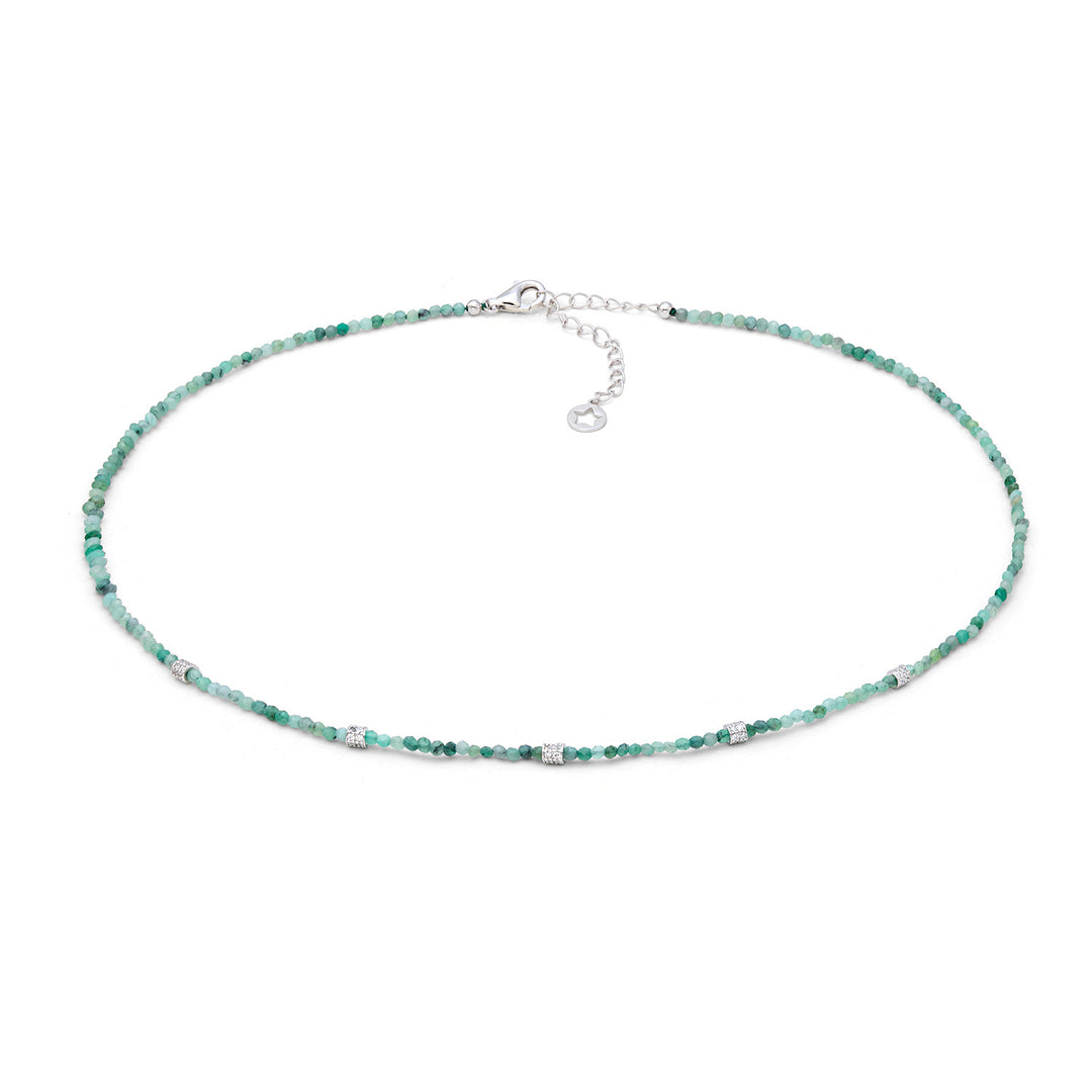 Comete Necklace in 925‰ silver with emerald and zircons GLA295