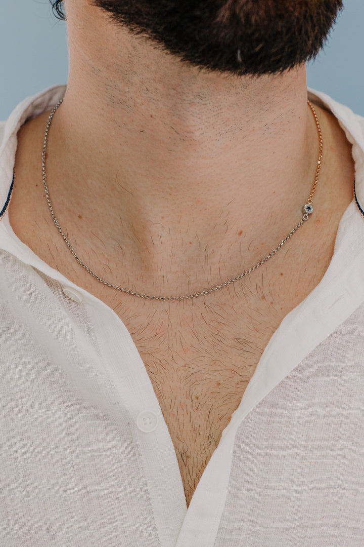 Comete Necklace in double, shiny and rosé silver UGL711