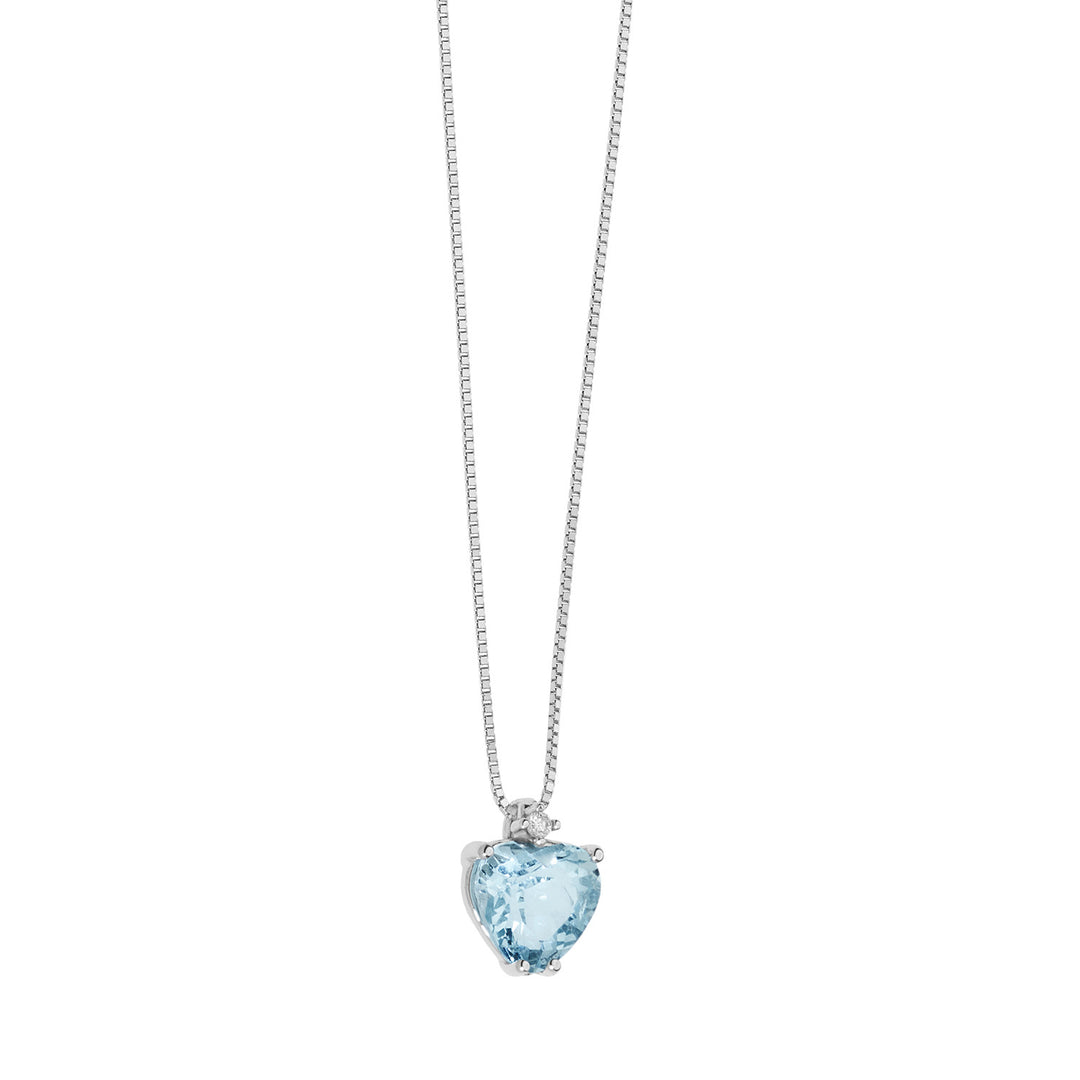 Comete gouden diamanten en aquamarijn hartketting GLQ272
