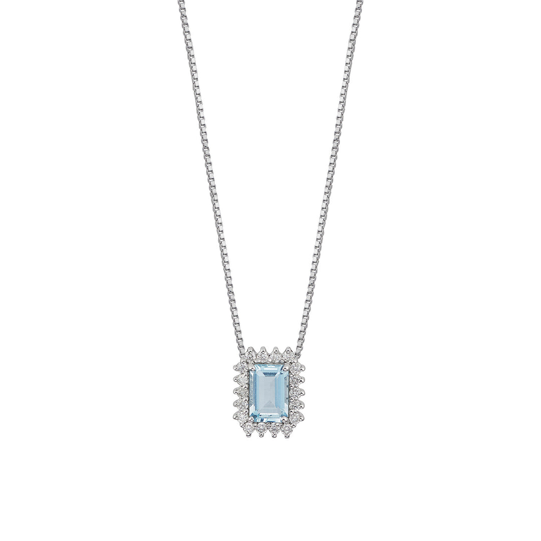 Comete Necklace in 750‰ white gold, octagonal aquamarine diamonds GLQ308