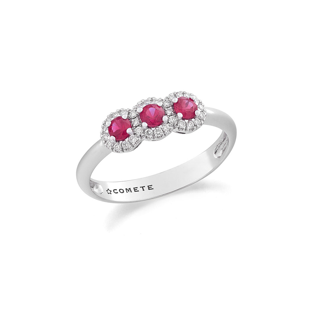Comete Trilogy Ring with Gold Rubies and White Diamonds ANB2728