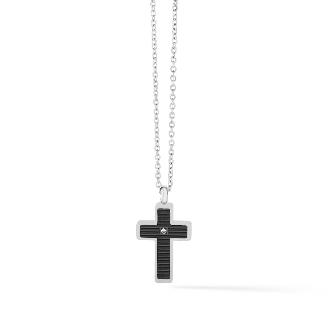 Comete kruisketting in staal en zwart PVD uit de UGL635 Texture Collection