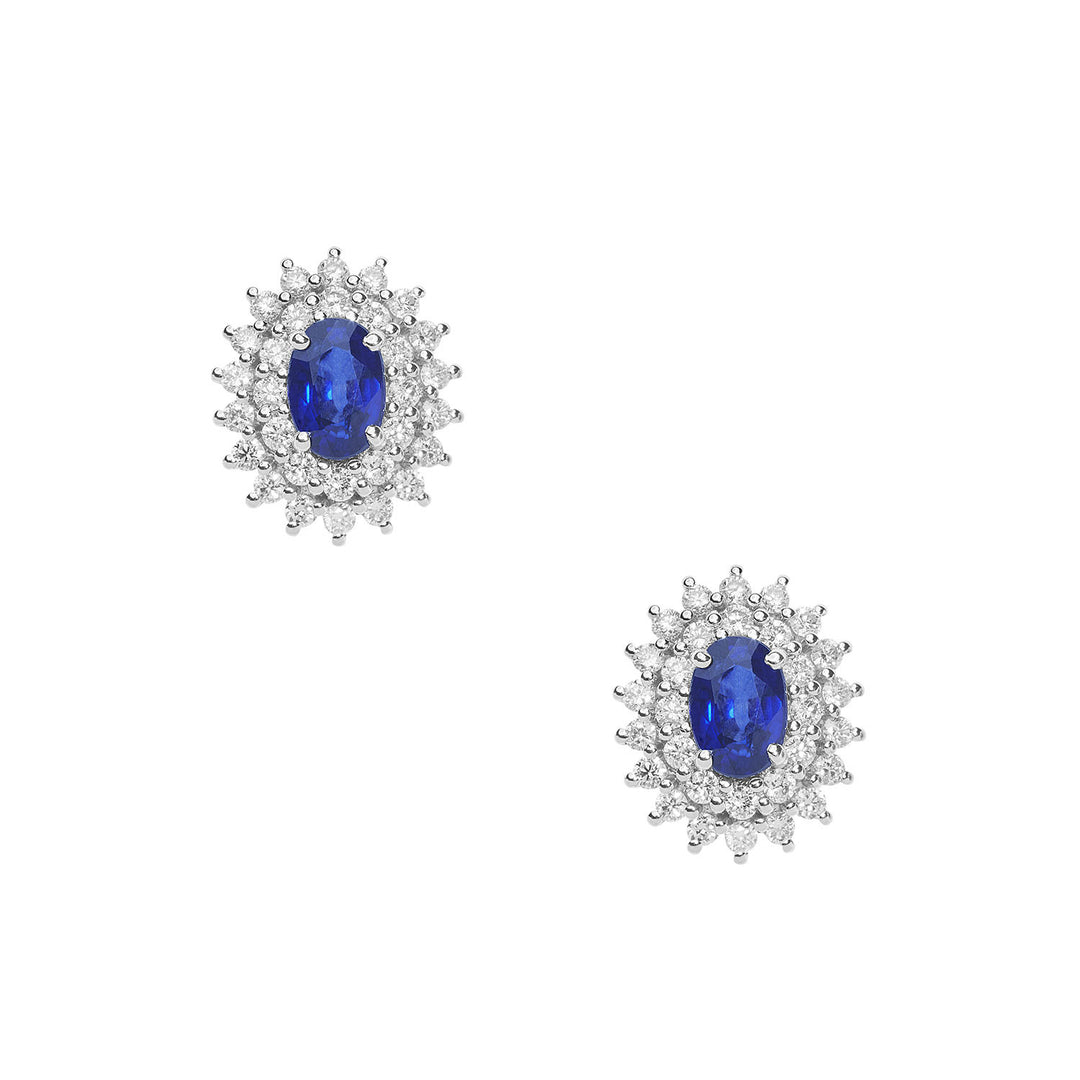Comete Gold Earrings with Diamonds and Oval Blue Sapphires ORB1056