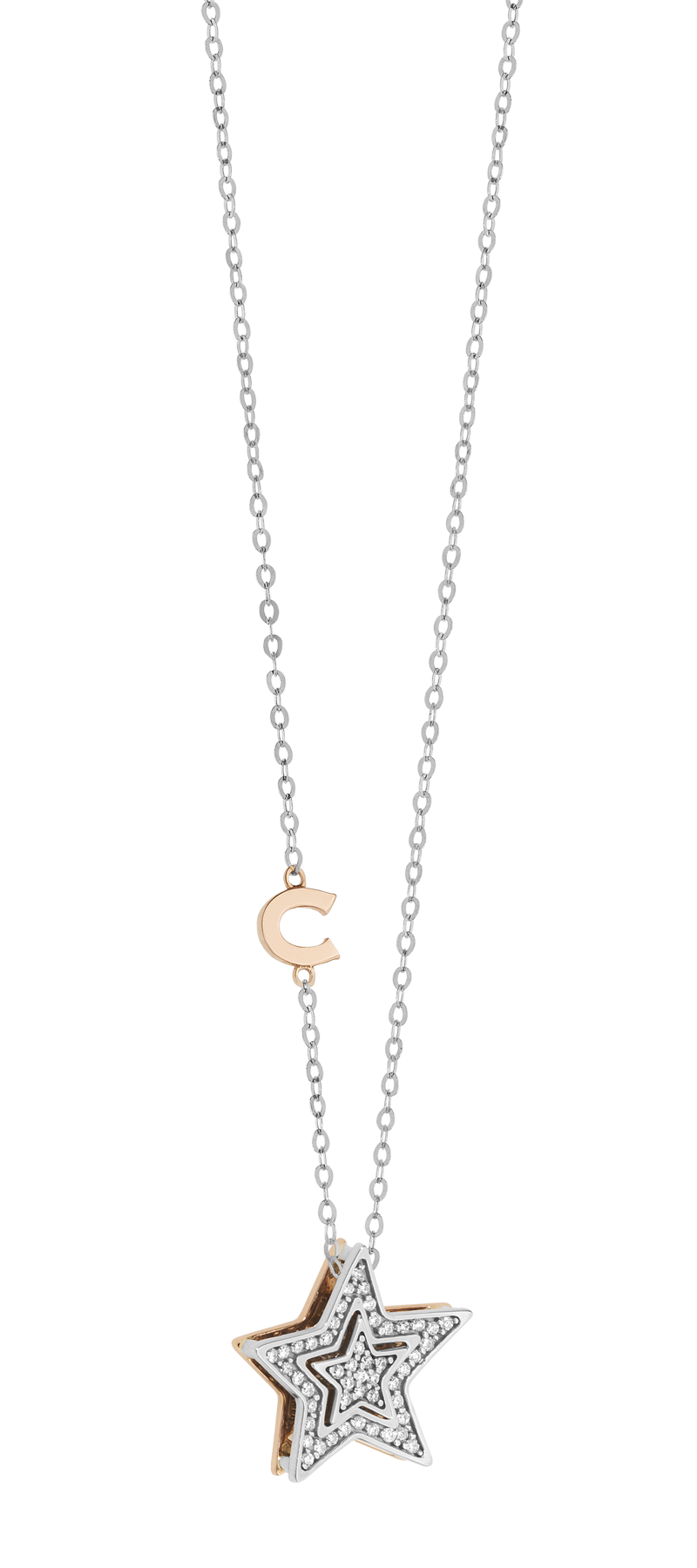 Comete ketting in wit- en roségoud met GLB1446-diamanten