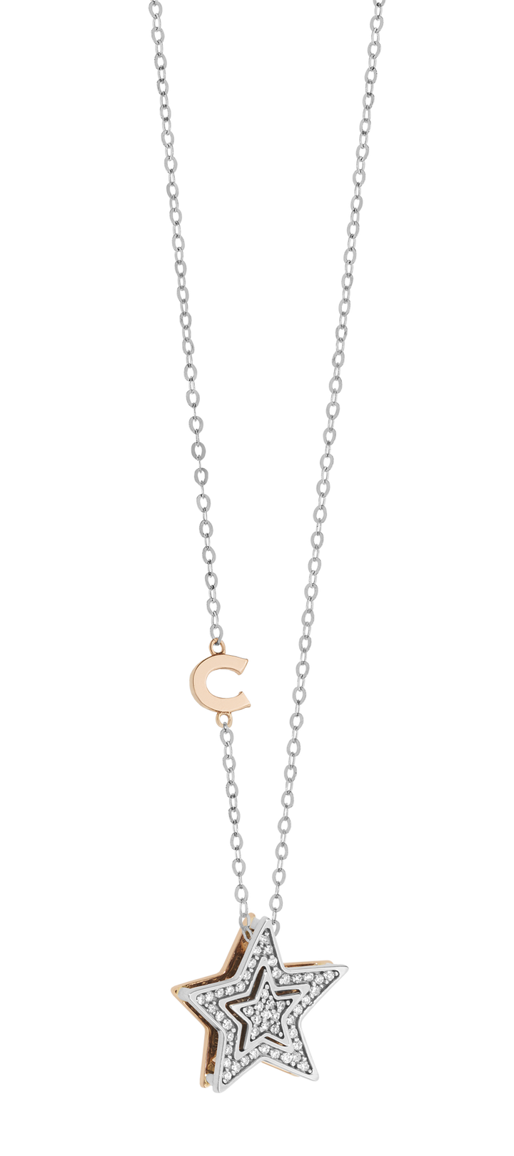 Comete ketting in wit- en roségoud met GLB1446-diamanten