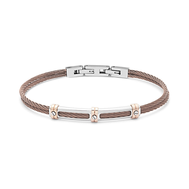 Comete Stalen en bruine PVD kabelarmband UBR959