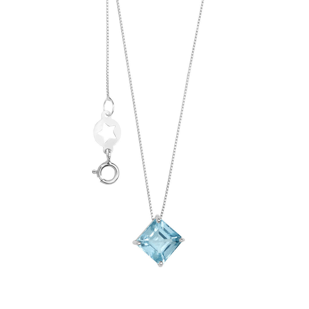 Comete ketting in wit goud met blauwe topaas Carrè GLB1645