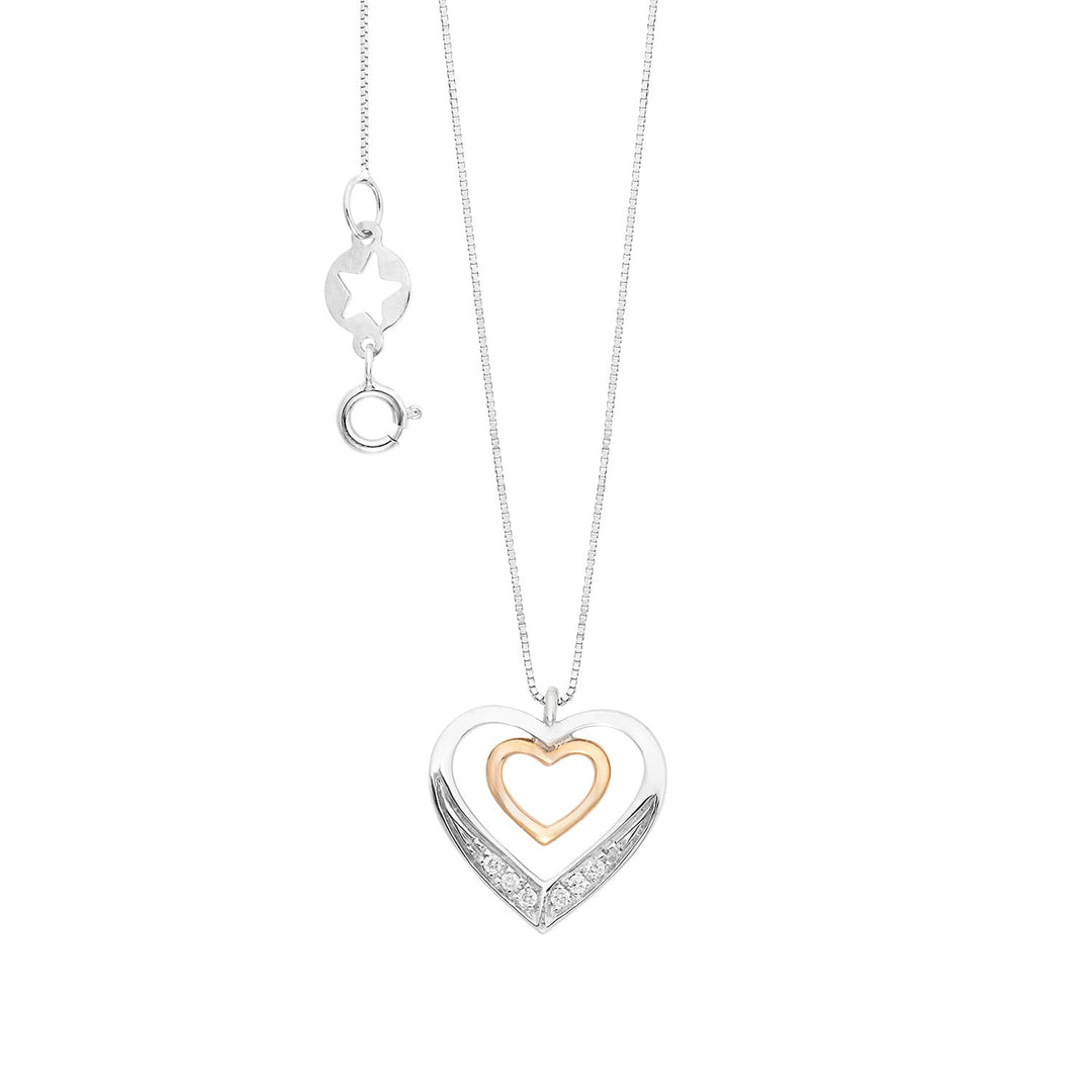 Comete Heart Halskette aus 750‰ Weiß- und Roségold und weißen Diamanten GLB1704