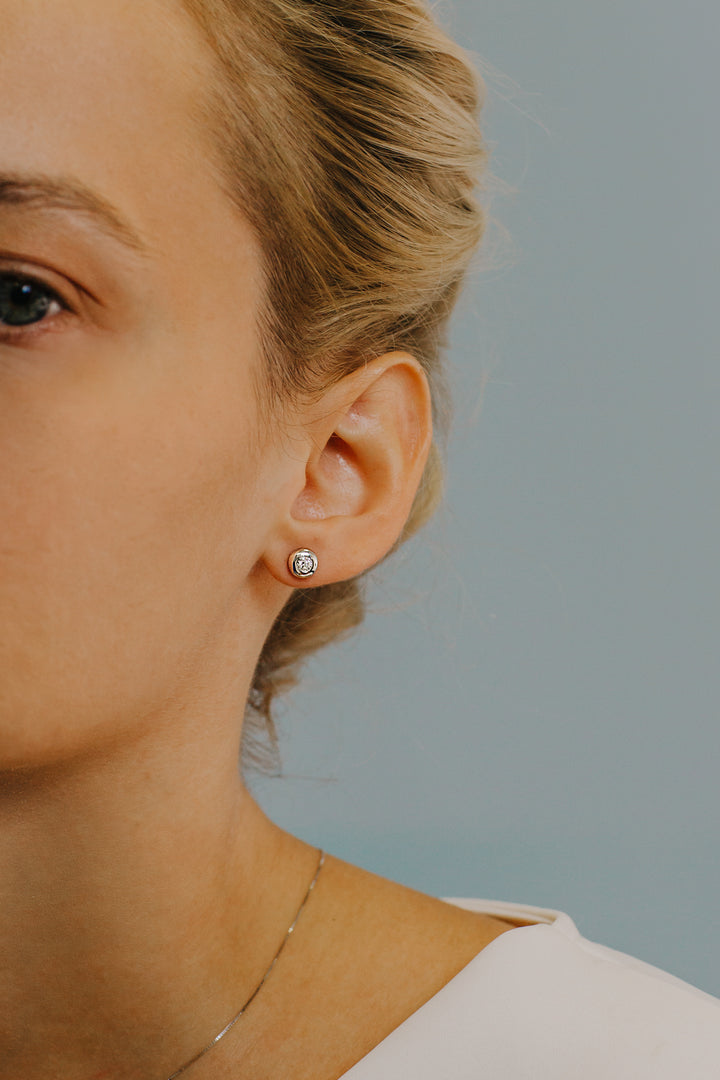 Comete Earrings with round light points in Gold and Diamonds ORB700