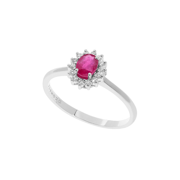 Comete-ring in goud, diamanten en ovale robijn ANB 2573