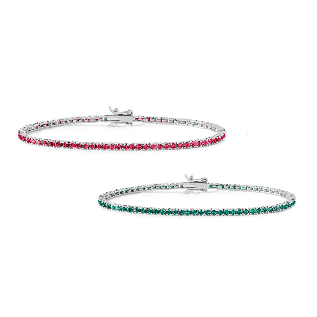Comete Tennis in Silver and ruby and emerald crystals BRA172M16173M16