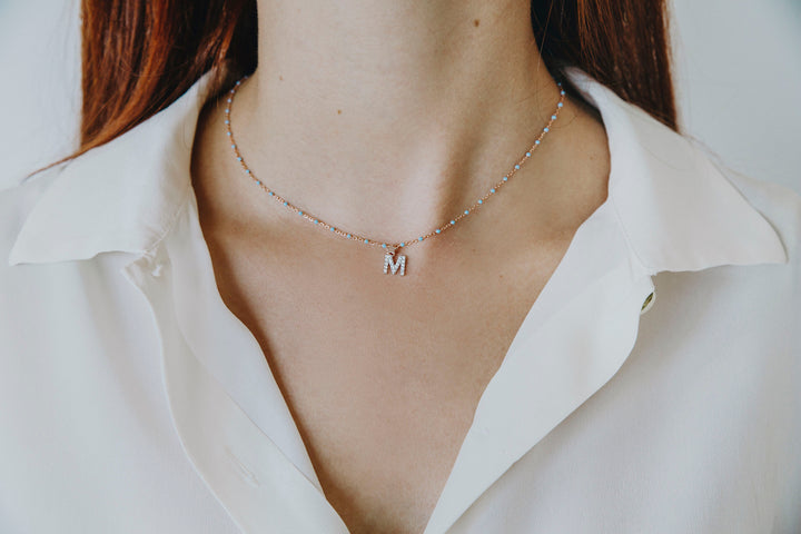 Comete Silver Necklace Letter V GLA194