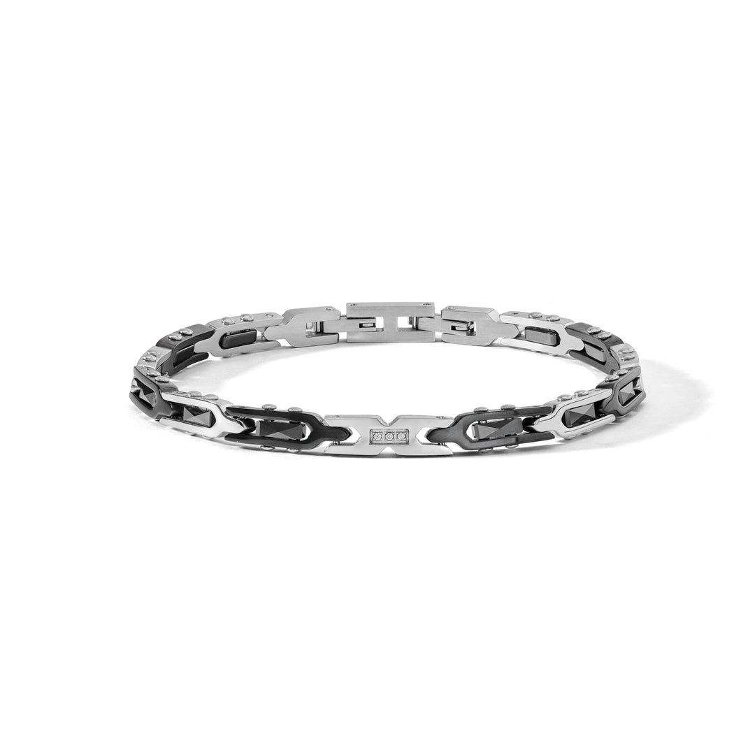 Comete-armband van staal, zwart PVD, zwart keramiek en witte diamanten UBR1288