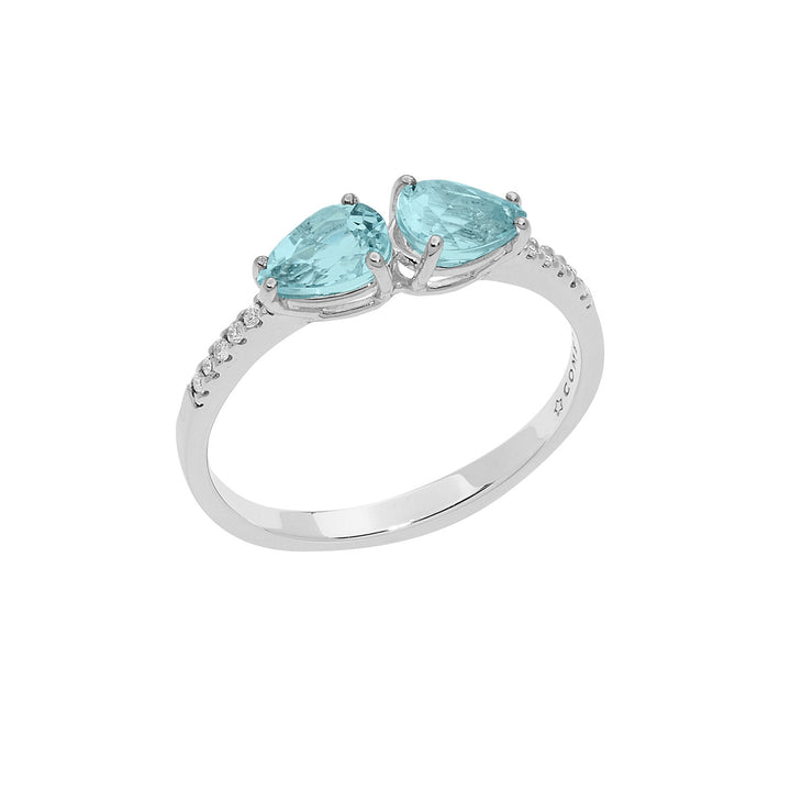 Comete Gold Ring with Diamonds and Aquamarine Drop ANQ328