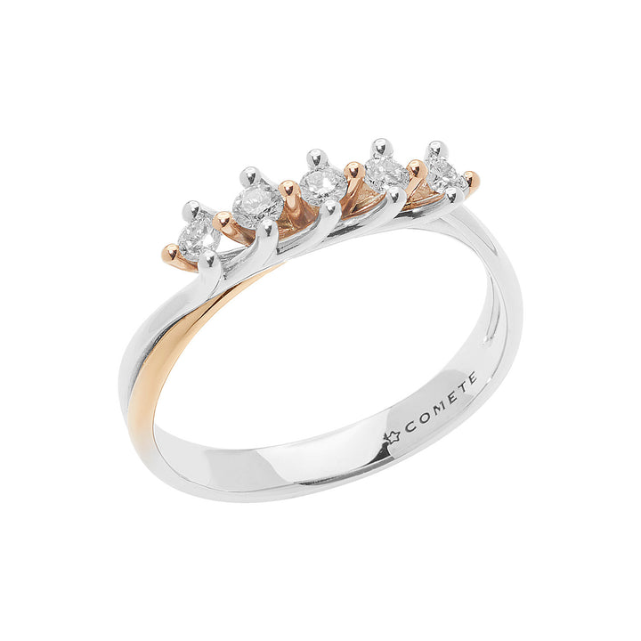 Comete Ring in roze en wit goud met diamanten ANB2658