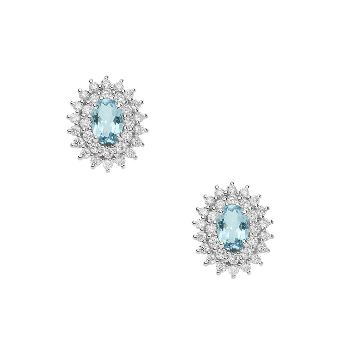 Comete Earrings in Gold Diamonds Aquamarine oval ORQ260