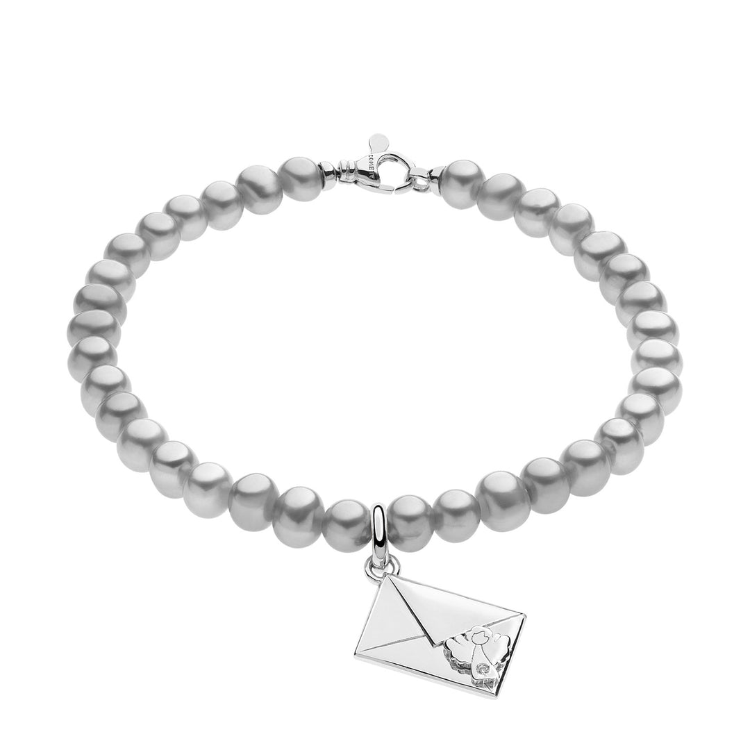 Comete Gray Pearl Bracelet in Silver and Envelope with Angel BRQ228