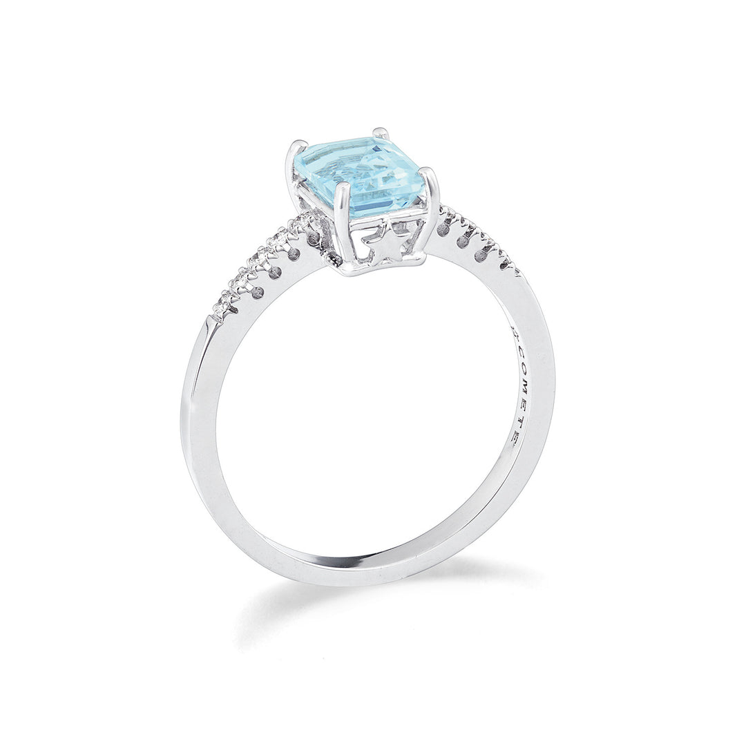 Comete Octagonal Aquamarine Ring in Gold and Diamonds ANQ353