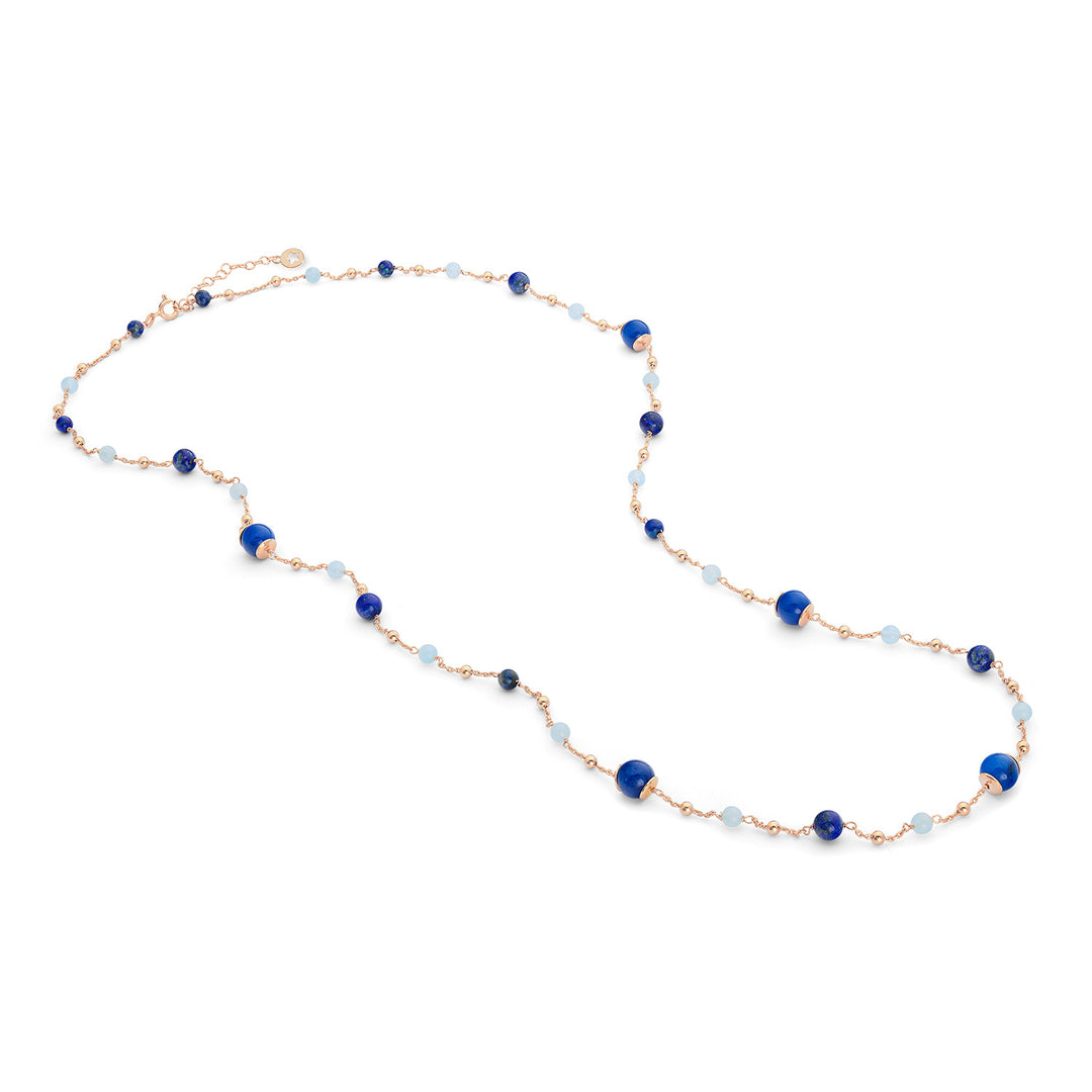 Comete Necklace 925‰ Silver with Aquamarine, Lapis, colored Quartz GLA268