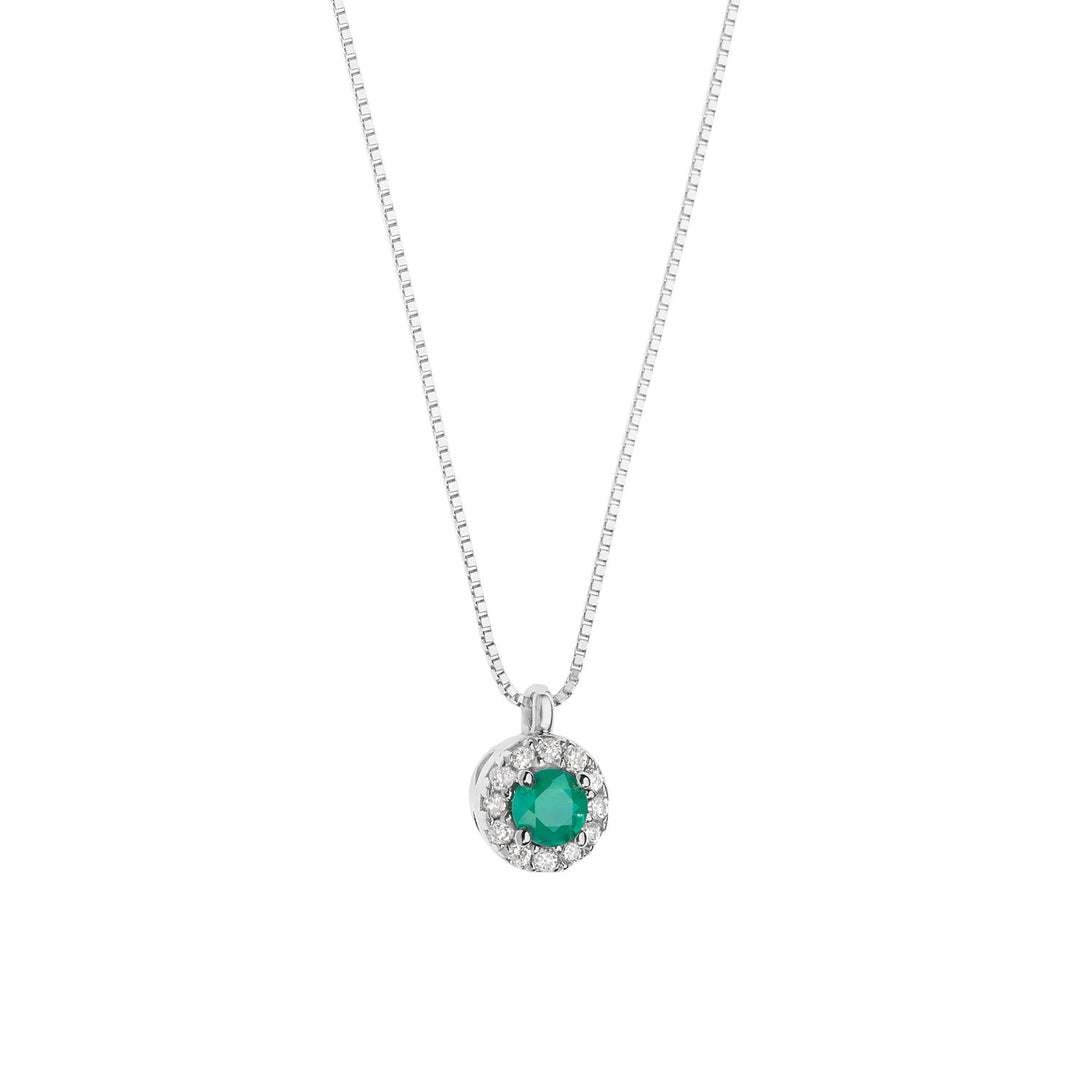 Comete Necklace in Gold, Diamonds and Round Emerald GLB1674