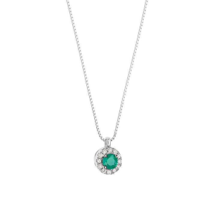 Comete Necklace in Gold, Diamonds and Round Emerald GLB1674