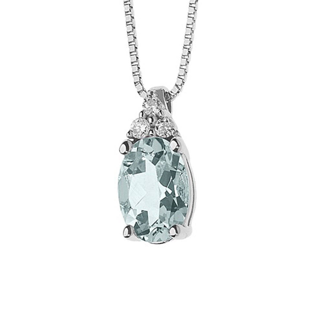 Comete-Halskette aus Golddiamanten und ovalem Aquamarin GLQ263