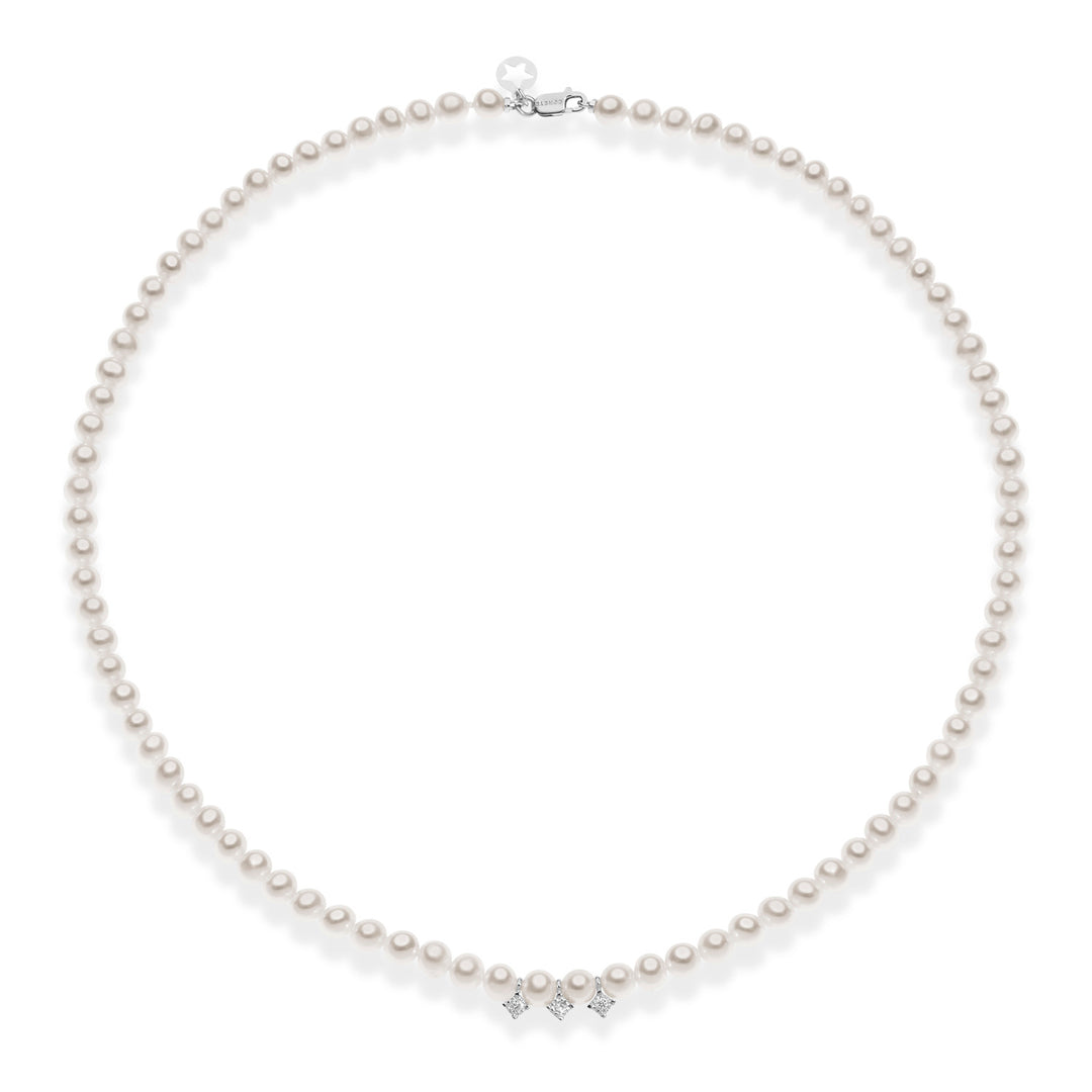 Comete zoetwaterparelketting in goud en diamanten FWQ321