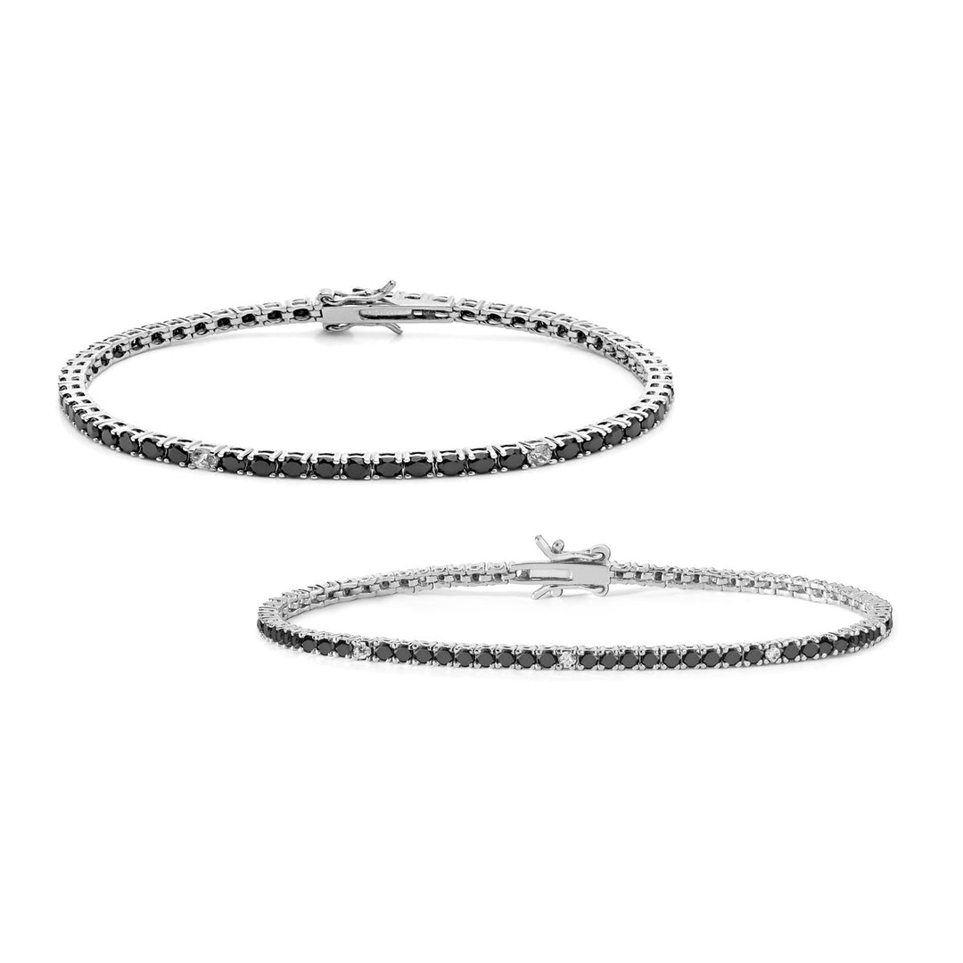 Comete Tennis Men and Women in 925‰ Silver and black and white zircons KIT176M17990M19