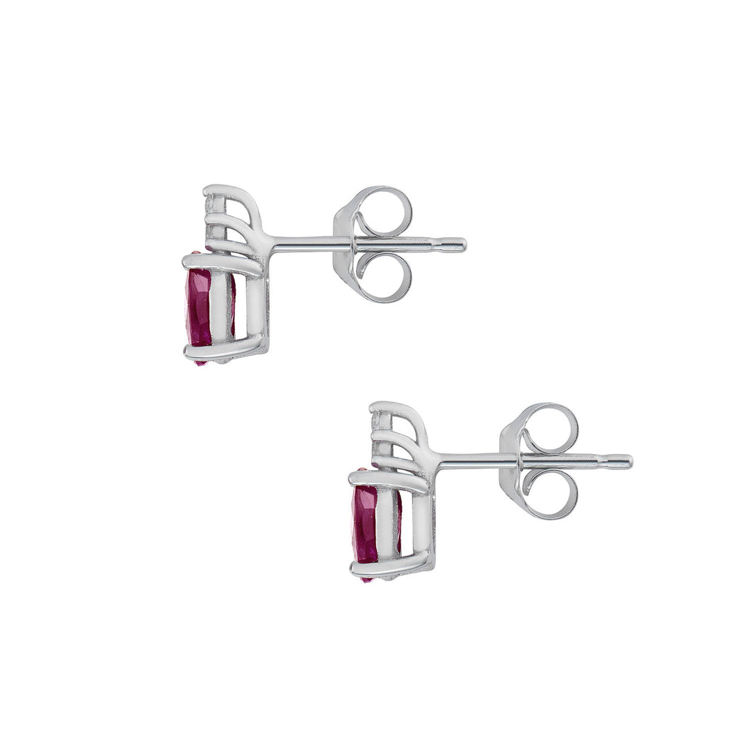 Comete Earrings in Gold and White Diamonds, Oval Ruby ORB1104