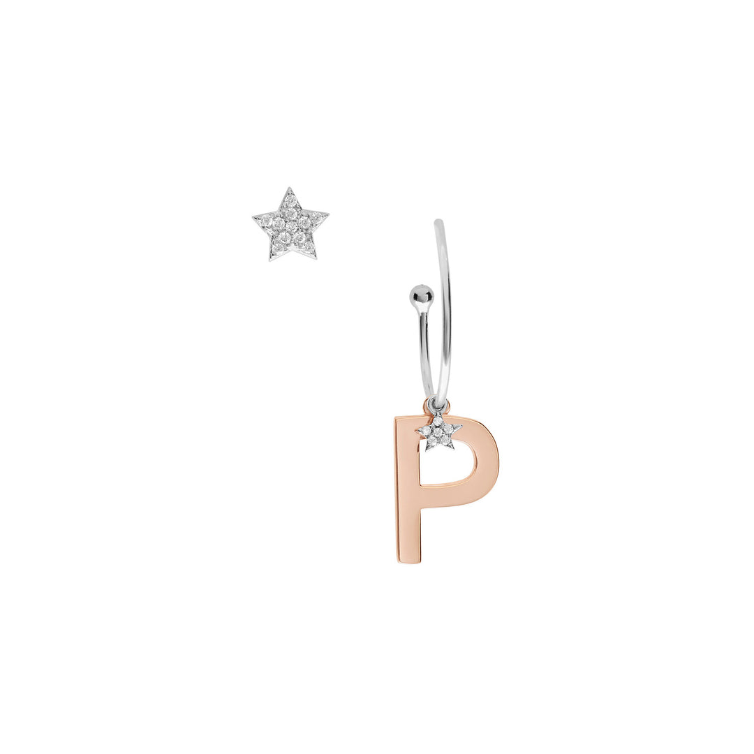Comete Silver Earrings Letter P ORA163