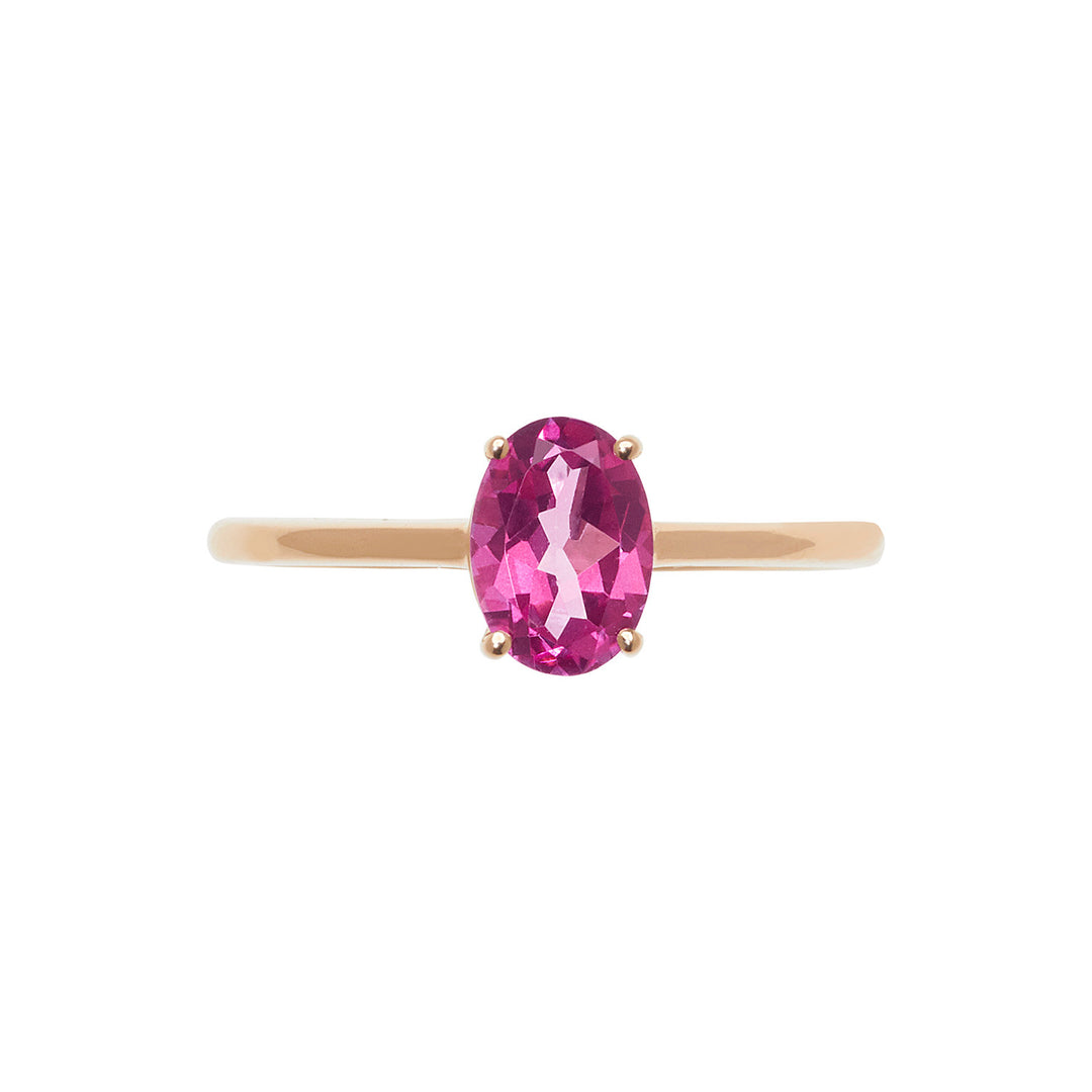 Comete-ring in roségoud met ovale roze topaas ANB2678