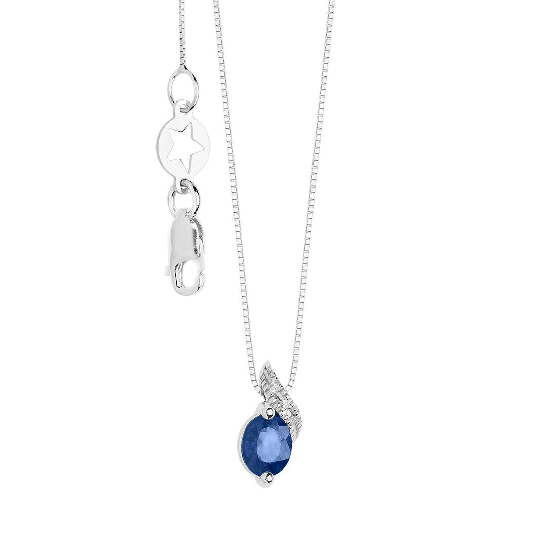 Comete ketting met saffier en diamanten in witgoud GLB1635