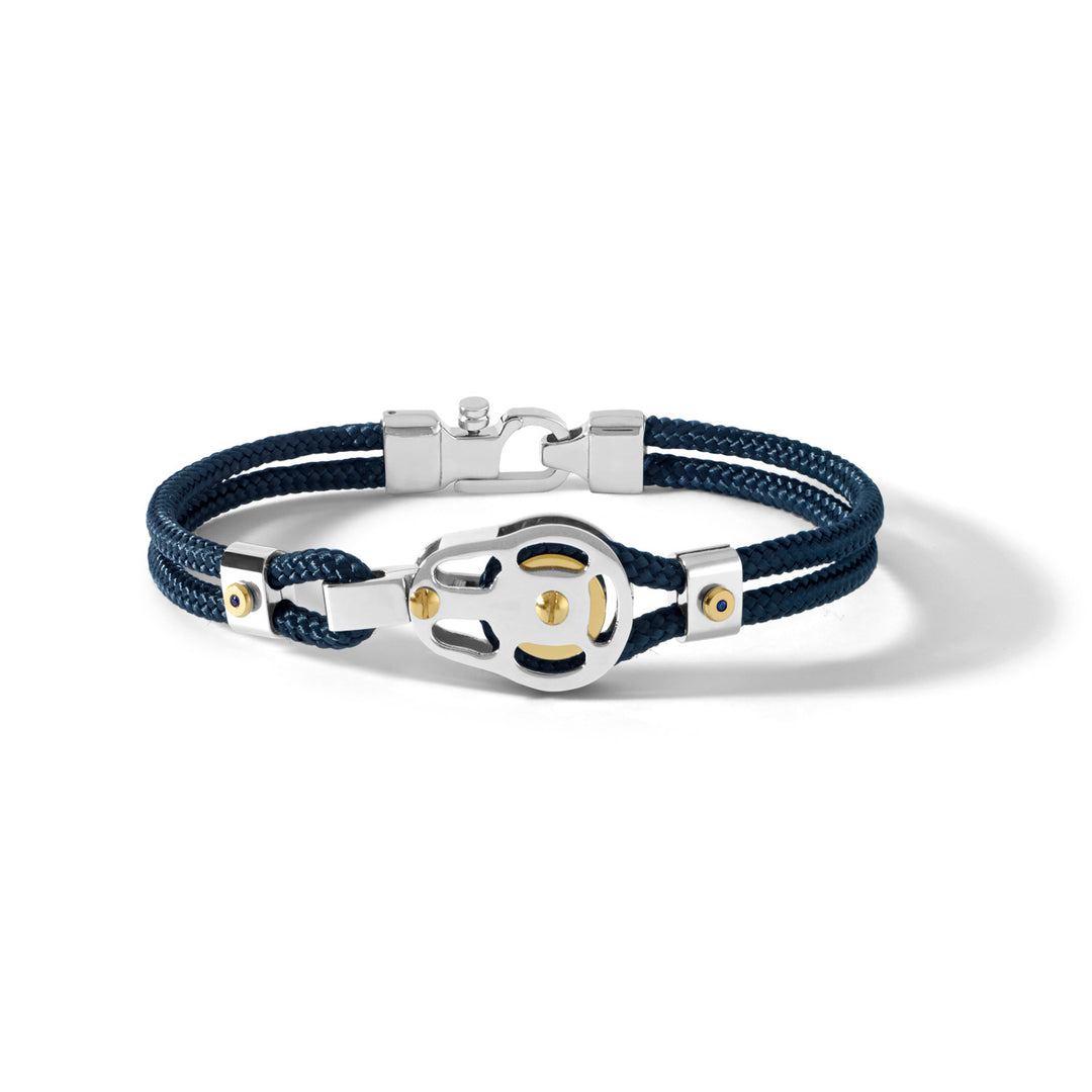 Comete Stalen blokarmband en blauw koord UBR727