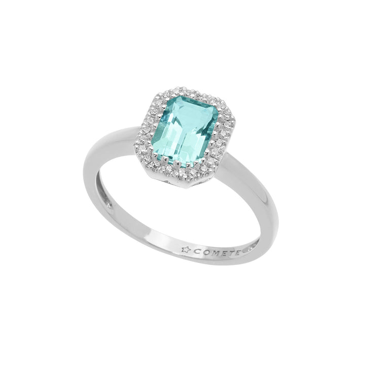 Comete-Goldring mit Diamanten und achteckigem Aquamarin ANQ311