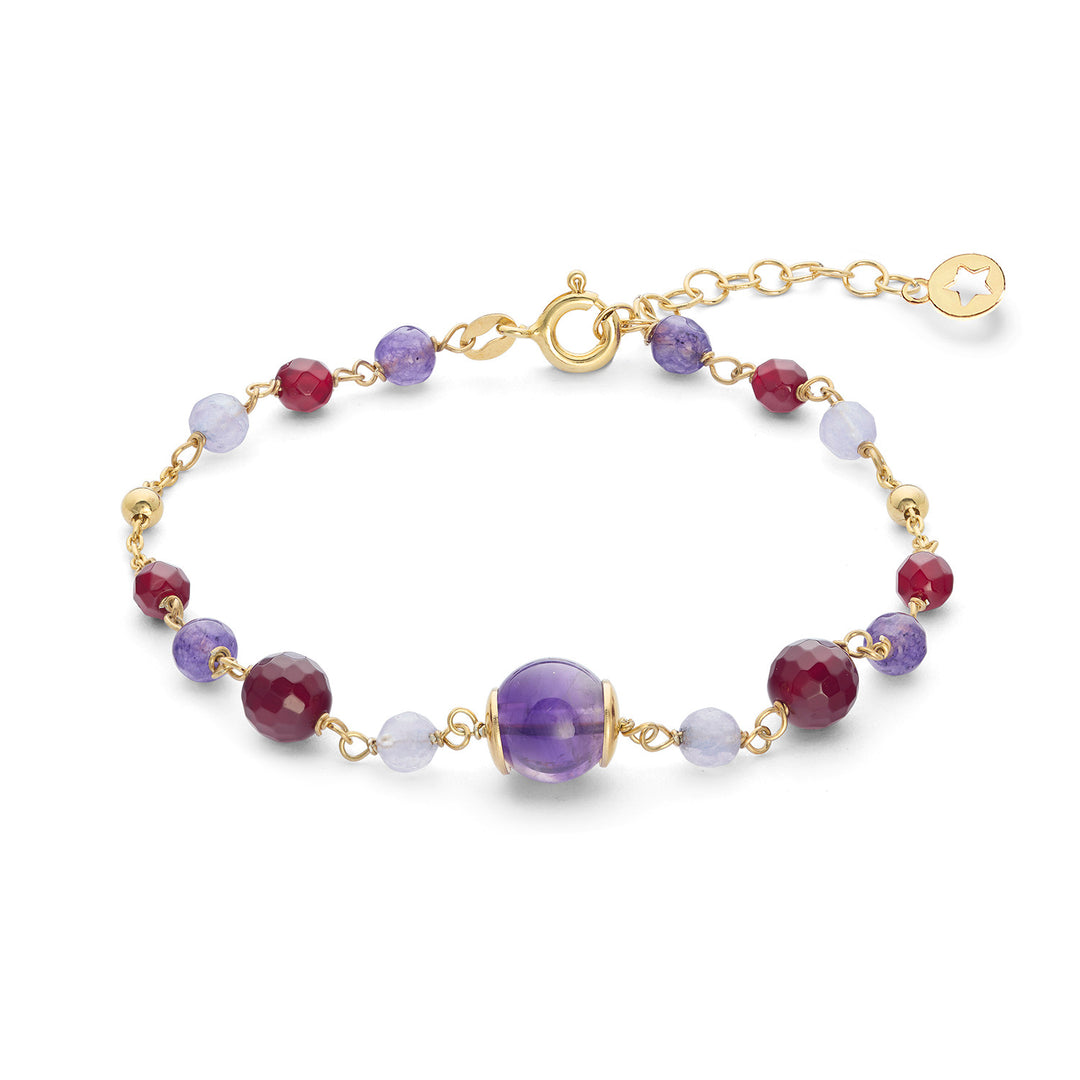 Comete 925‰ Silver Bracelet with colored Amethyst, Agate and Jade BRA270