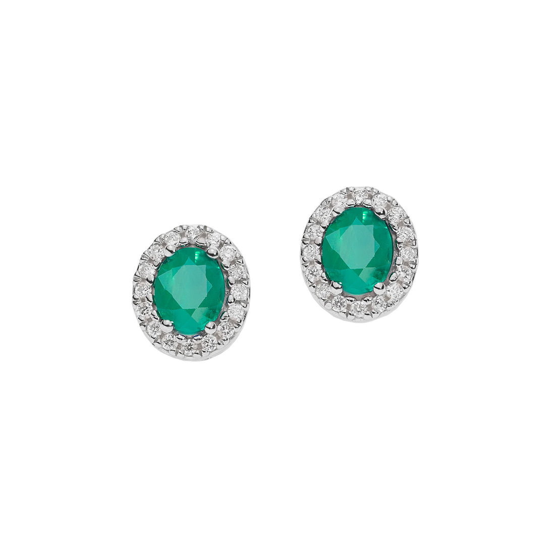 Comete Gold Earrings with Diamonds and Oval Emeralds ORB1119S3