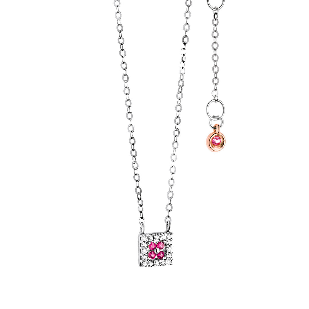 Comete ketting in wit goud met diamanten en robijnen GLB962