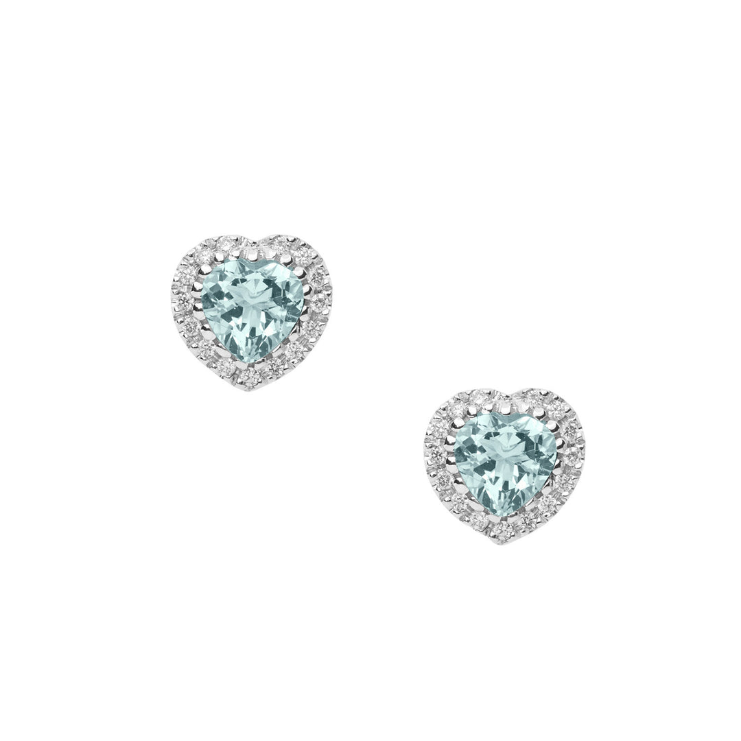 Comete Goldohrringe mit Diamanten und Aquamarinherz ORQ251