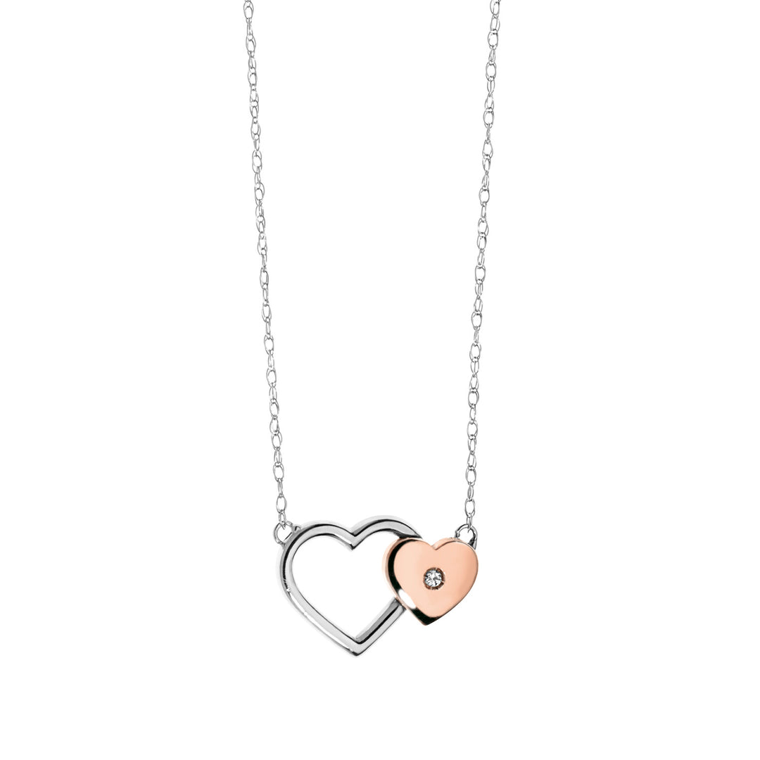 Comete Hearts-ketting in wit- en roségoud met GLB990-diamant