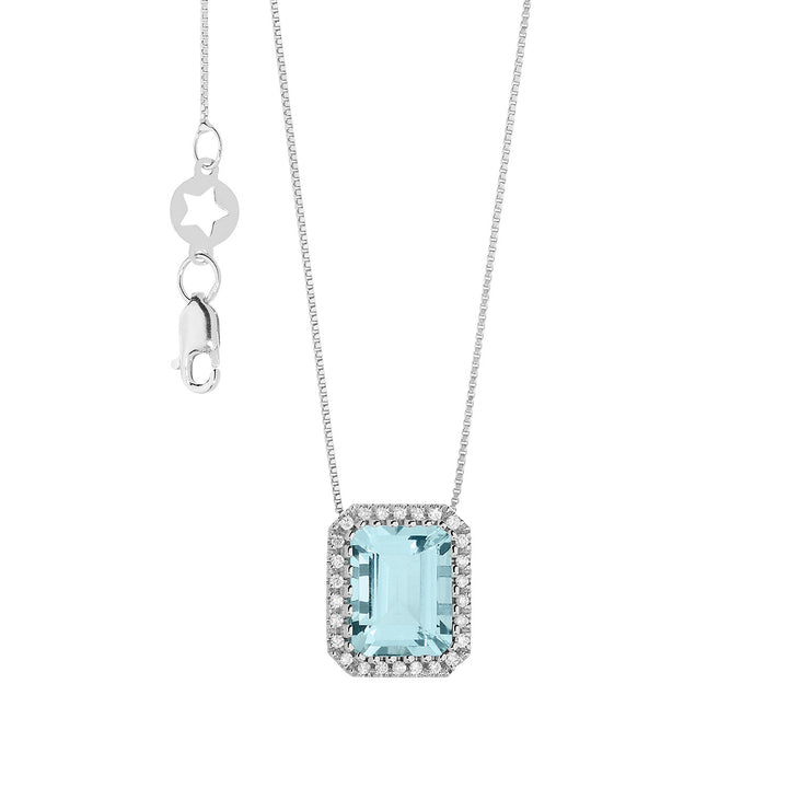 Comete Necklace in Gold, Diamonds and Octagonal Aquamarine GLQ303