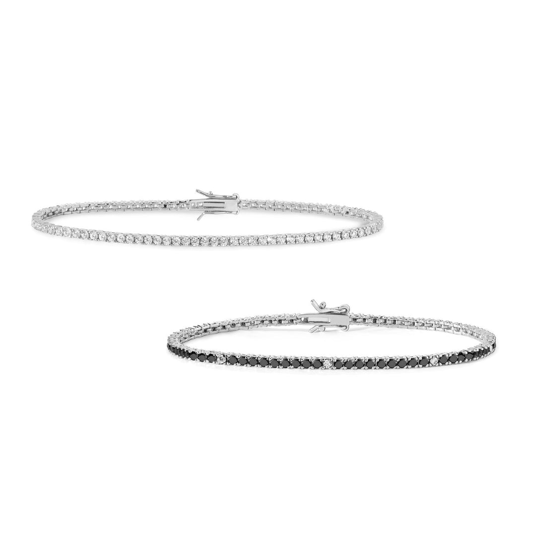 Comete Tennis in Silver and white and black crystals KIT994M20176M17