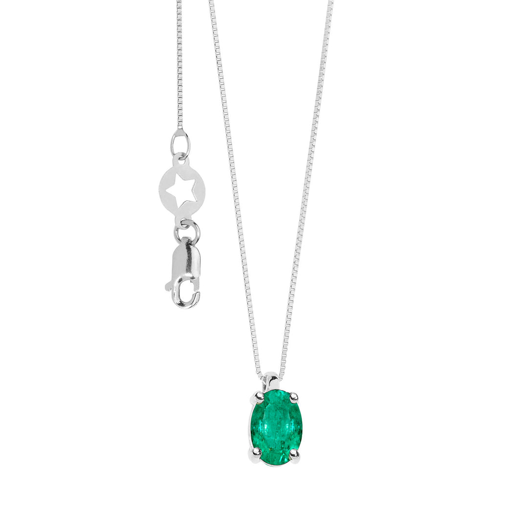 Comete Necklace in White Gold with Oval Emerald GLB1642S3