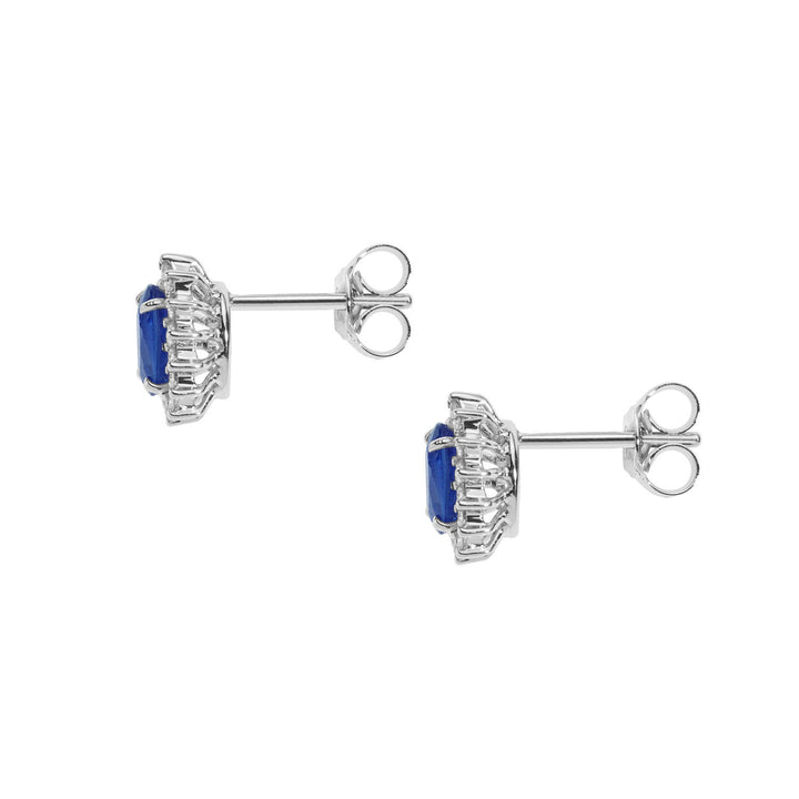 Comete gouden oorbellen met diamanten en ovale blauwe saffieren ORB1022