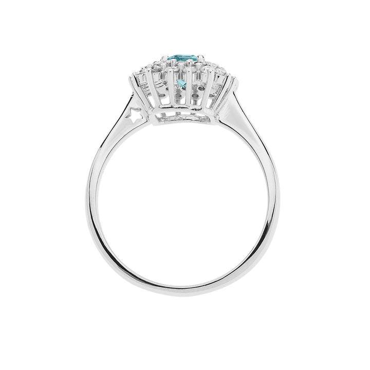 Comete gouden ring met diamanten en achthoekige aquamarijn ANQ324